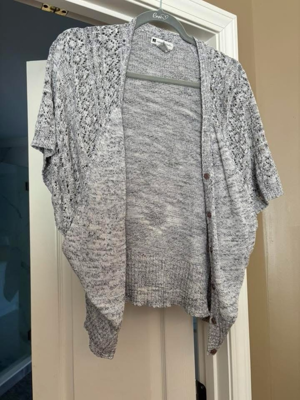 Light Gray Open-Front Women's Knit Cardigan Sweater